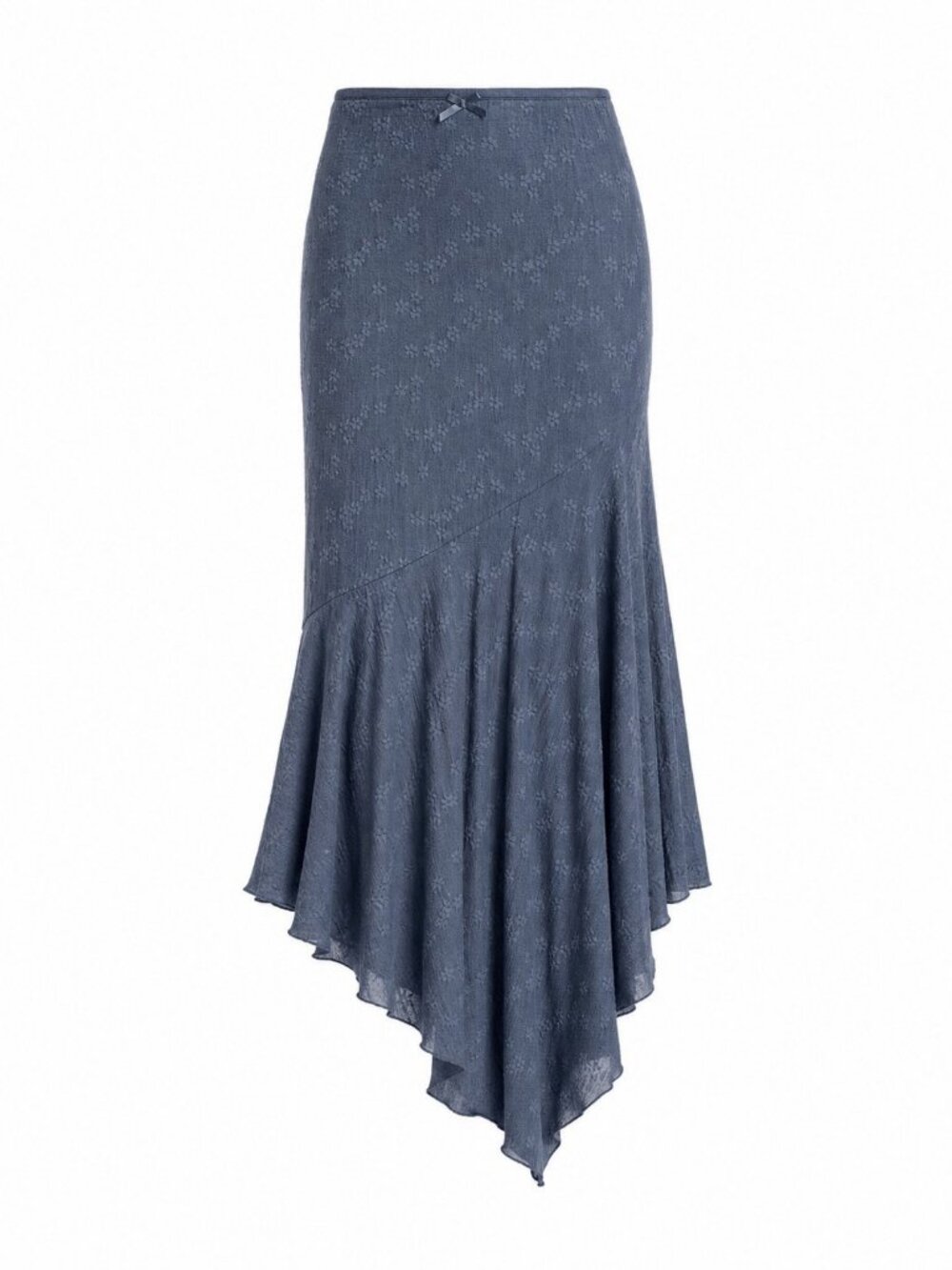 Full Tilt Elastic Waist Blue Floral Print Rib  Women's Skirt Size S